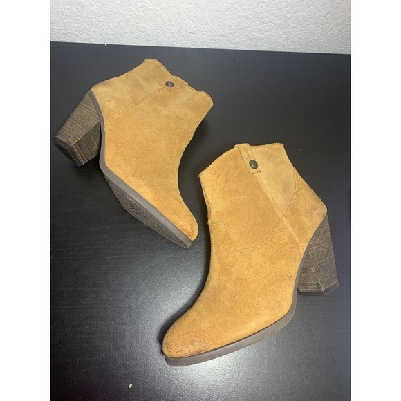 Vince Camuto Shoes - Women's Vince Camuto Hammerton Toast Tan Suede Ankle Boots Booties Sz 8 Side Zip